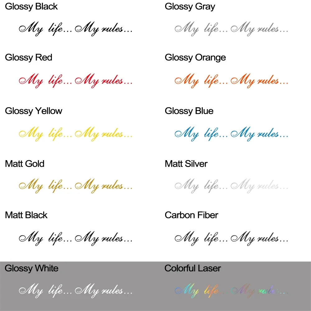 Various Sizes My Life...My Rules...Vinyl Decal Car Sticker Waterproof Auto Decoration Trunk  Rear Window Windshield Body Sticker