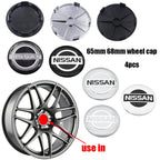 4pcs 3D 68mm 65mm Nissan new car emblem Wheel Center Hub Cap auto Rim refit dust-proof badge covers sticker styling accessories