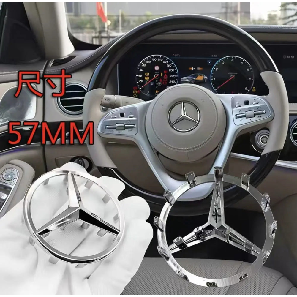 Emblema de logotipo para volante de coche de 52 mm y 57 mm, accesorios de estilo ABS para Mercedes Benz Serie C, E, S, CLA, CLS,