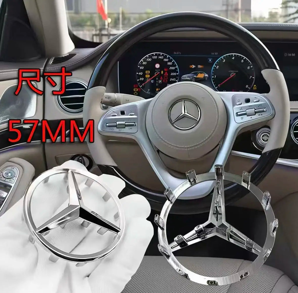 Emblema de logotipo para volante de coche de 52 mm y 57 mm, accesorios de estilo ABS para Mercedes Benz Serie C, E, S, CLA, CLS,