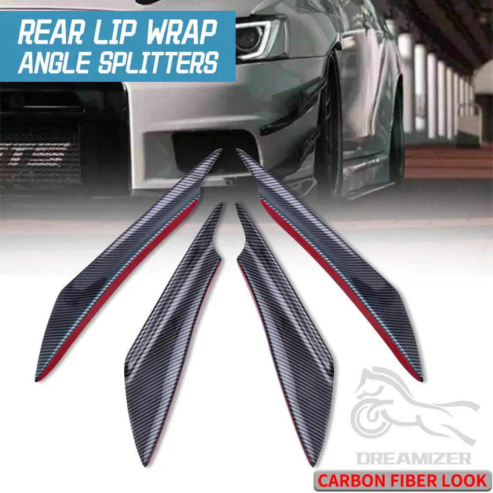 4pcs Front Bumper Side Canards Splitter Fins Universal Spoilers Carbon Fiber Car Door Anti-collision Belt Bumper Guard