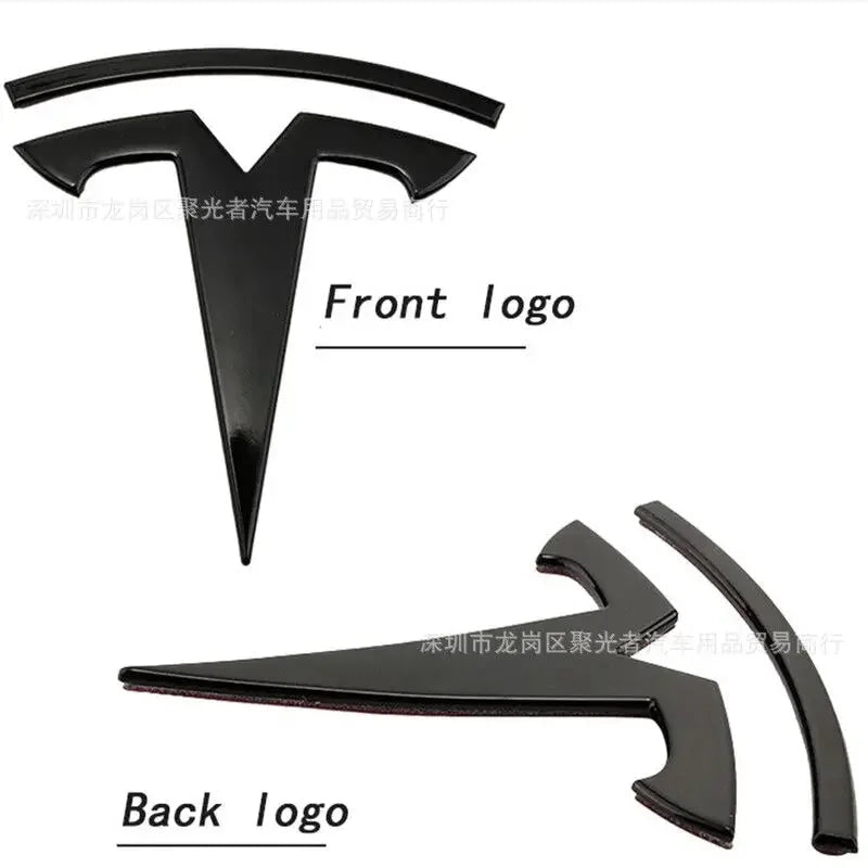 metal For Tesla- Car Front Emblem Rear Trunk Emblem Suitable for Model 3 Mode Y logo replacement rear and rear logos blackening