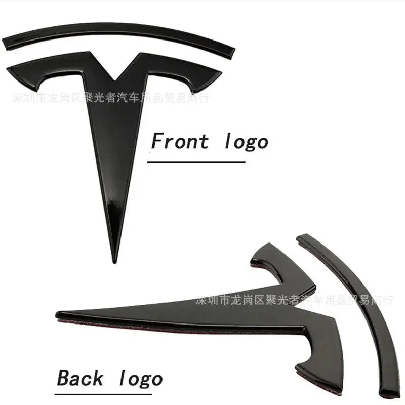 metal For Tesla- Car Front Emblem Rear Trunk Emblem Suitable for Model 3 Mode Y logo replacement rear and rear logos blackening