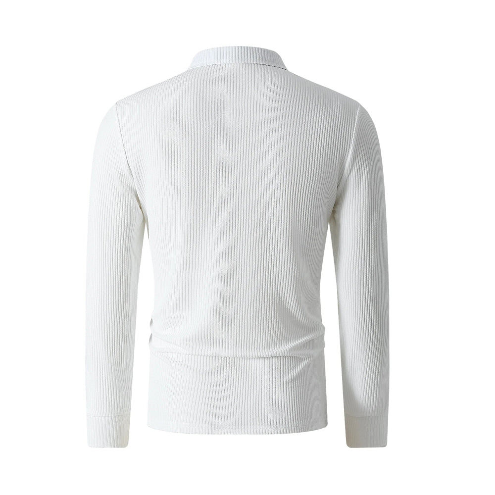 Spring New Light Luxury Light Business Mature Casual Men Sports Retro Style Striped Fashion Men Outdoor Long Sleeve POLO Shirt