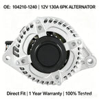 OE#104210-1240 12V 130A 6PK Alternator For Honda Accord Pilot Odyssey 3.5L V6 2011-2015