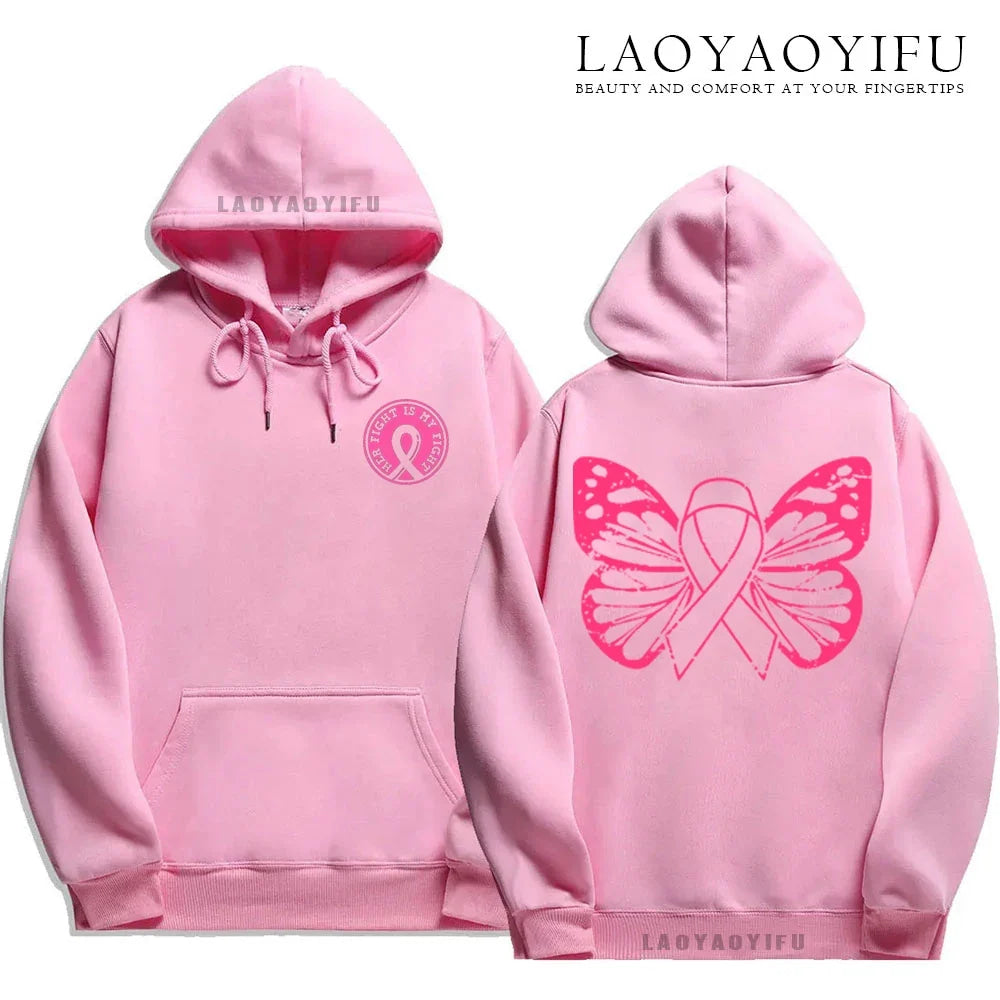 Family Pack Pink Awareness Ribbon Hoodies Survivor Support Winter Collection Spring and Autumn‌ Pink Ribbon Breast Cancer Gifts