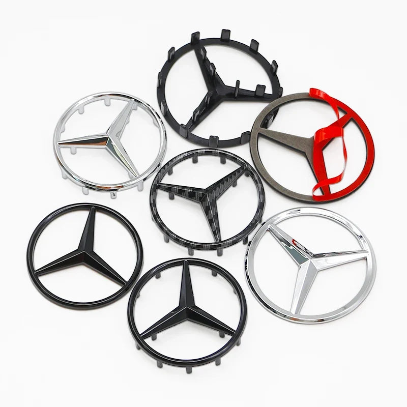 52mm 57mm Pins Sticker Car Steering Wheel Emblem Badge For Mercedes Benz C E S Class CLA CLS W212 W205 W204 Styling Accessories