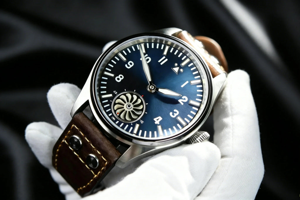 HRUODLAND Pilot Watch for Men BGW-9 Luminous Mechanical Wristwatch 316L Stainless Steel Sapphire Glass 10ATM Waterproof F016