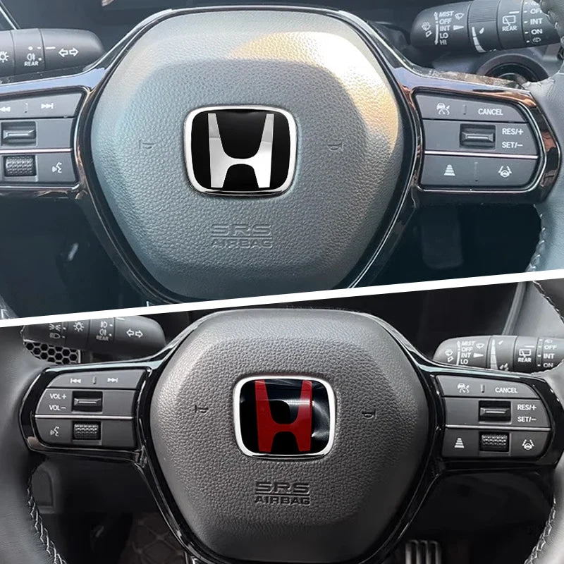 Car Steering Wheel Emblem H-Sticker For Honda Civic Accord City CRV Jade Fit Odyssey Hybrid Red Black Blue Interior Modification