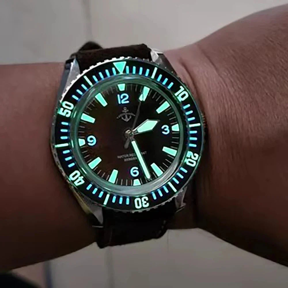 Hruodland F025 Retro Sport Men Watch HZ2565 Automatic Mechanical Stainless Steel Leather Strap Diving  reloj hombre watch for me