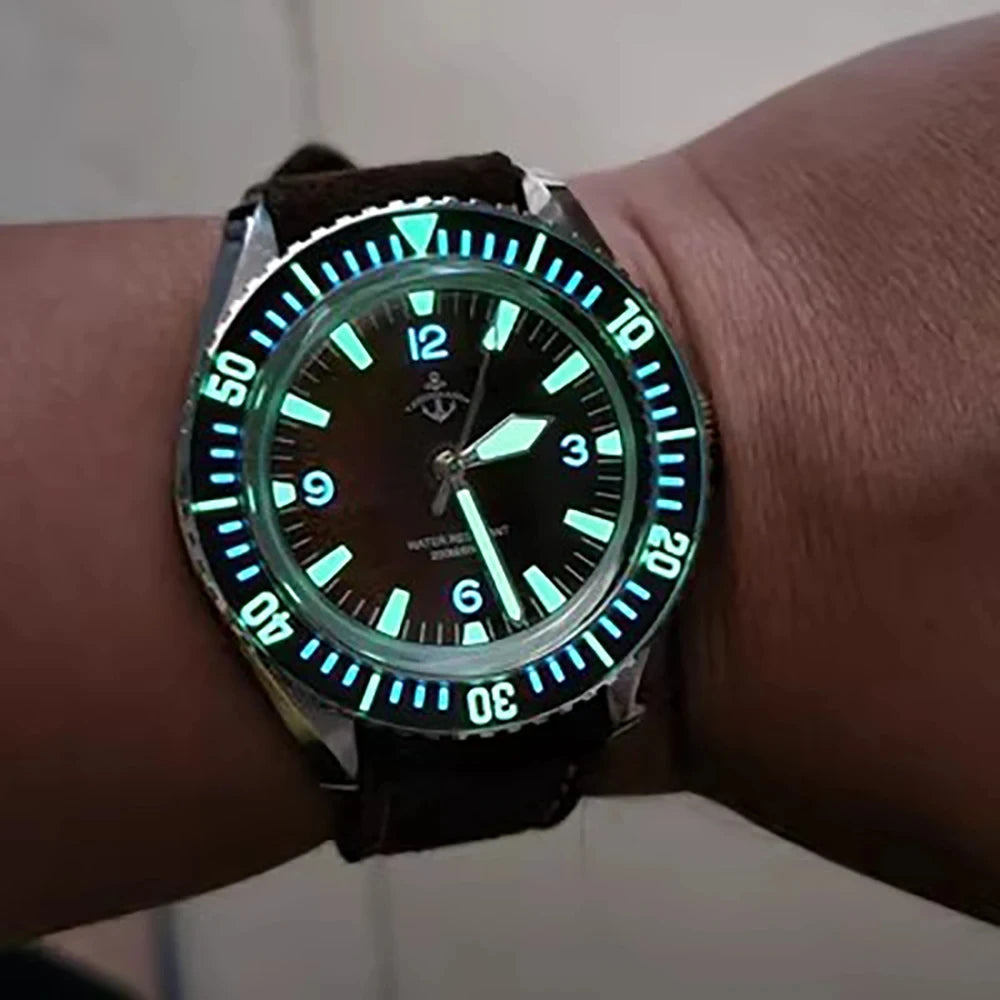 Hruodland F025 Retro Sport Men Watch HZ2565 Automatic Mechanical Stainless Steel Leather Strap Diving  reloj hombre watch for me