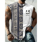 Summer New Men's Vest T Shirt Patterned Tribal Round Neck Clothing Daily Fitness Sports Vintage Sleeveless Printed Ethnic Tops