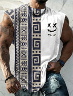 Summer New Men's Vest T Shirt Patterned Tribal Round Neck Clothing Daily Fitness Sports Vintage Sleeveless Printed Ethnic Tops