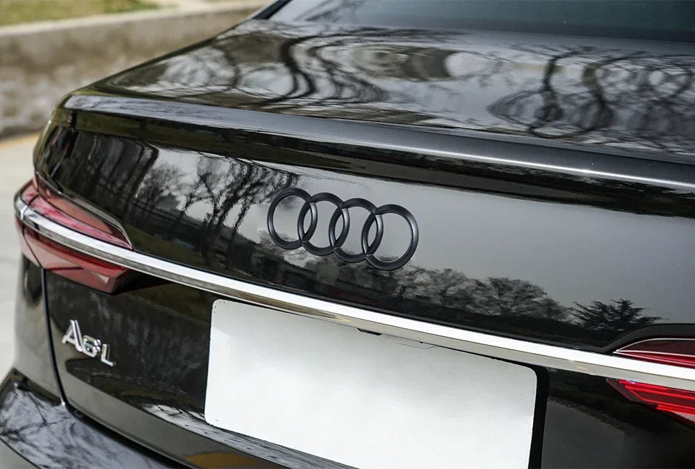 Car Logo Badge Black SFront Grille Rear Trunk 4Ring Sticker Emblem For Audi A1 A3 A4 A5 A6 A7 S3 S4 S5 S6 RS3 RS4 RS6 Q3 Q5 Q7