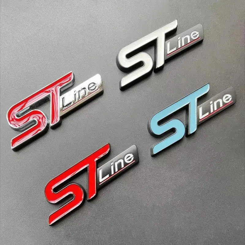 3D Metal ST Line Logo Car Front Grill Emblem Sticker Trunk Badge For Ford Kuga MK3 MK4 S Max Focus Puma Fiesta Accessories