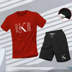 "2025 Men's Breathable sports pattern Printed T-shirt Casual Fashion short-sleeved T-shirt Summer streetwear top Two-piece set.