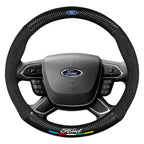 For Ford Mondeo Focus Raptor Puma Edge Explorer Ecosport Ranger F150 Kuga Car Suede Carbon fiber Anti-slip Steering Wheel Cover