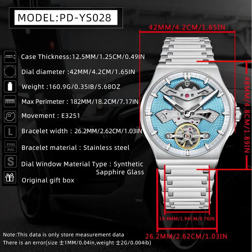 PAGANI DESIGN New 42MM Hollow Tourbillon Luxury Men Mechanical Watch Sapphire Glass Automatic Watches For Men Relojes hombres