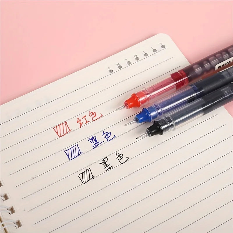 Bolígrafo líquido recto de secado rápido, bolígrafo de Gel de firma de 0,5mm, tinta negra y azul, 24 piezas, para escuela y oficina