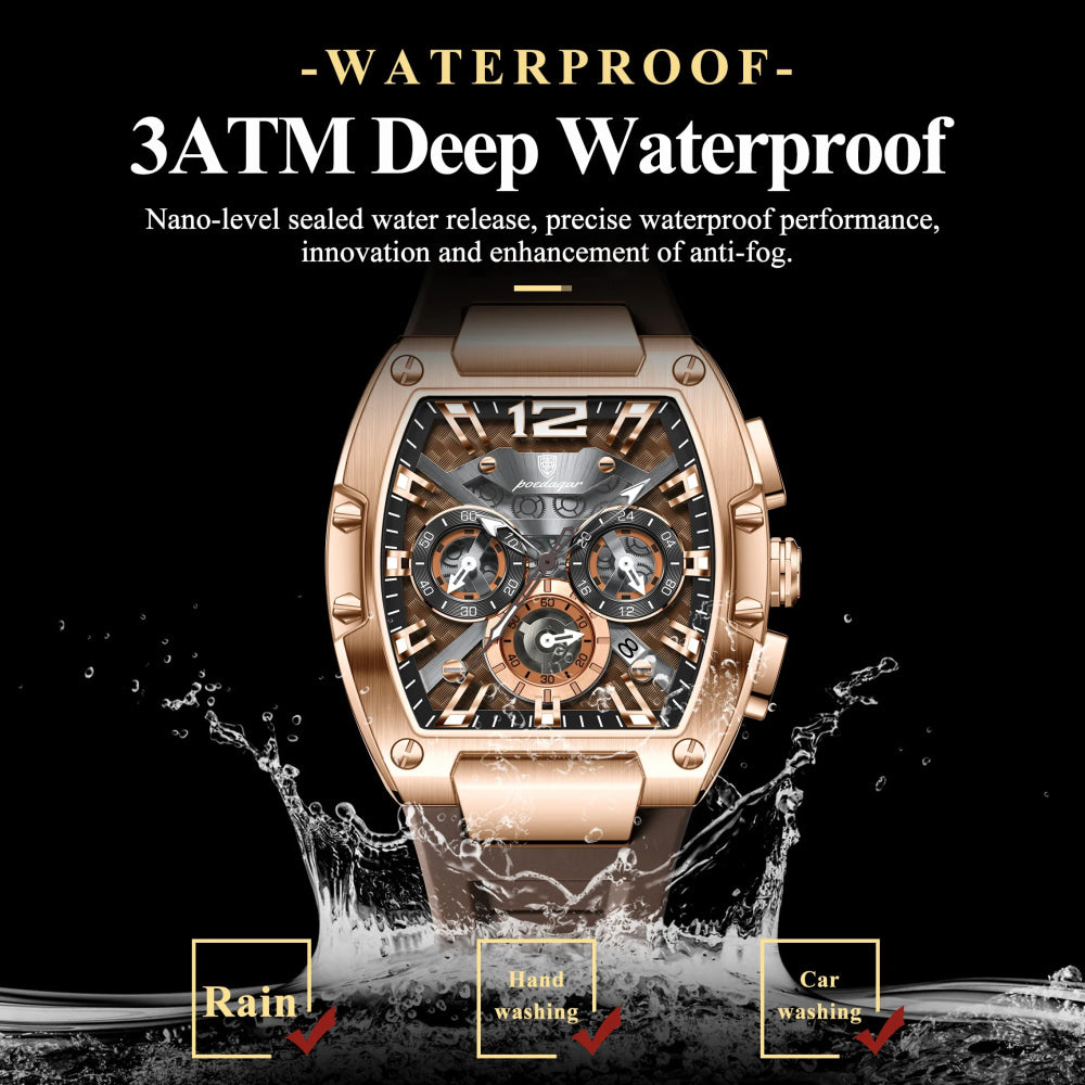 POEDAGAR Fashion Military Men's Watches Luminous Waterproof Date Sports Male Clock Chronograph Silicone Quartz Luxury Wristwatch