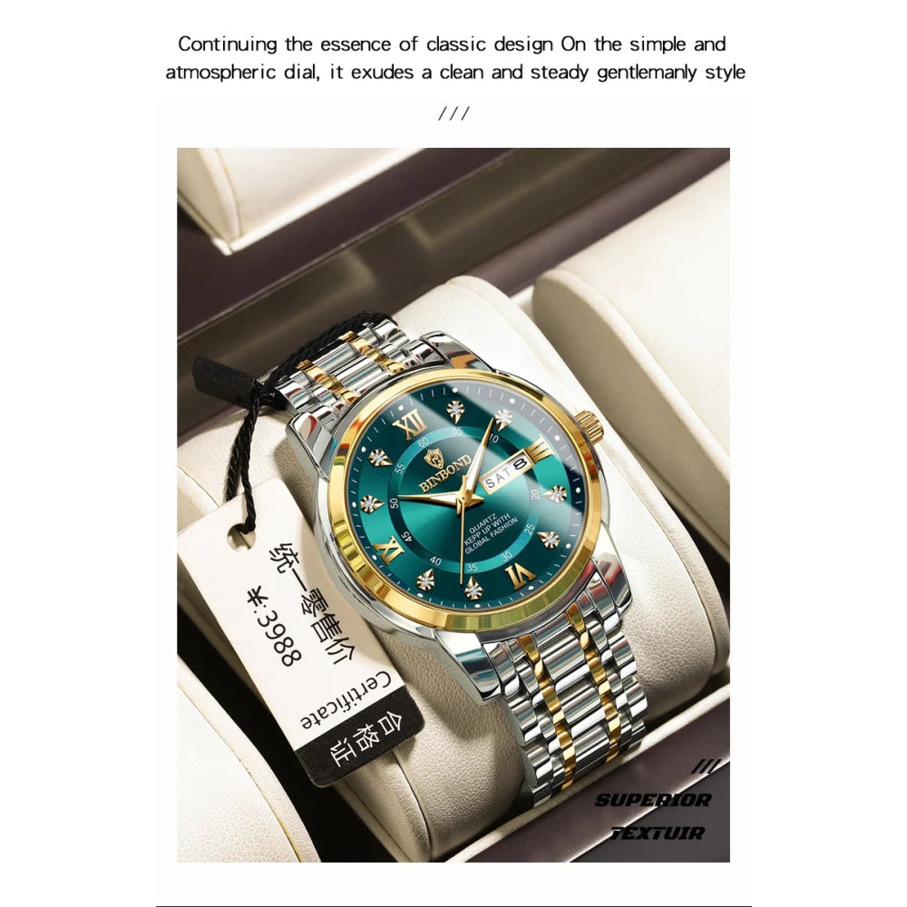 BINBOND Top Brand Luxury Fashion Watch Men 3ATM Waterproof Date Clock Sport Watches Mens Quartz Wristwatch Relogio Masculino