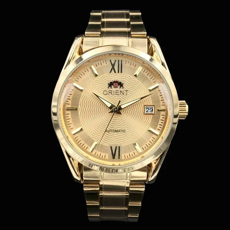 Orient Double Lion Classic Watch Series Gold - Tone Stainless Steel Automatic Mechanical Wristwatch Brand New Top Men's Watch