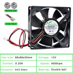 ACP8025 8cm 80mm ventilador 80x80x25mm DC5V 12V 24V 2pin ventilador de refrigeración adecuado para inversor de corriente del chasis