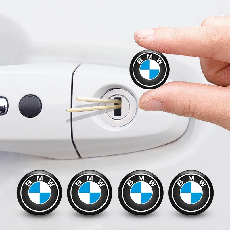 4pcs Car 20mm Door Keyhole Lock Protection Sticker Decor Decals For BMW X1 X2 X3 E46 E36 E34 F10 E90 F30 E60 F30 E53 E30 E92 E87