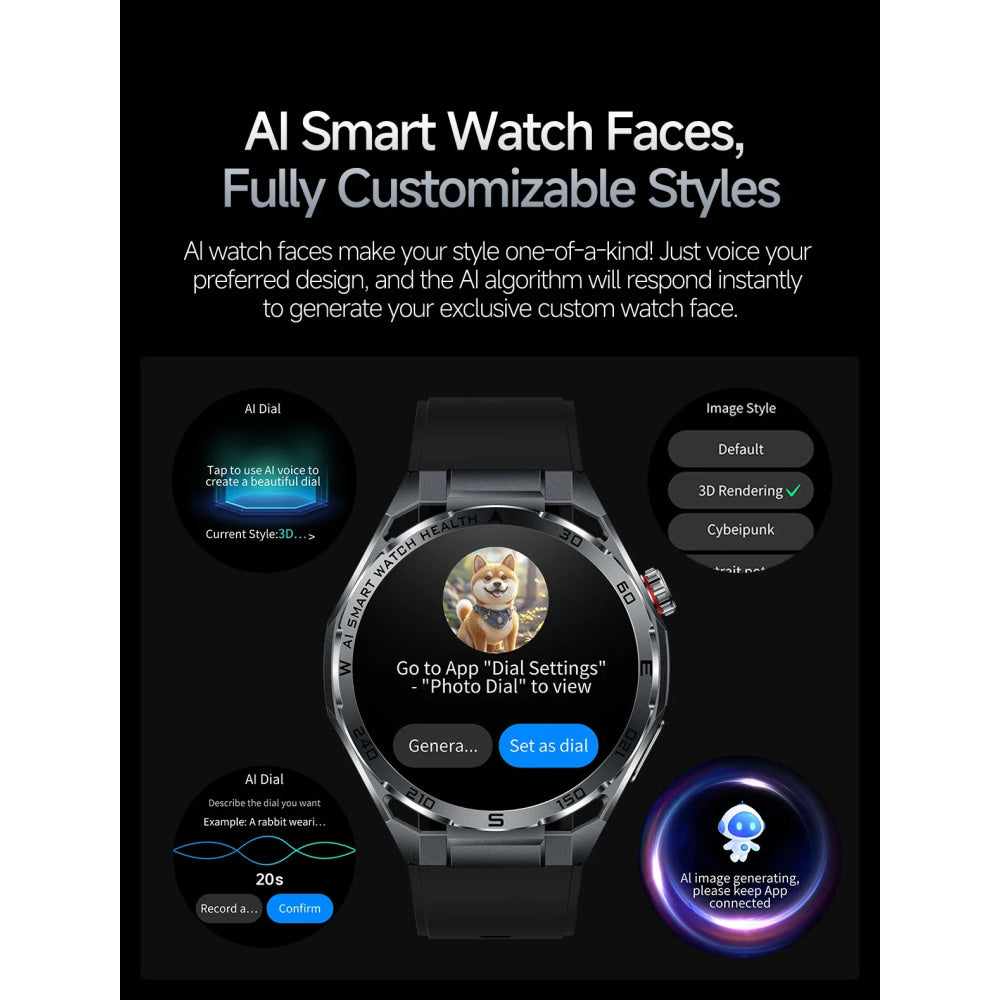 2026 New ECG AI Health Smartwatch for Men 1.53"AMOLED BP/Heart Rate Monitor BT Call IP68 Waterproof Smart Watch for Android IOS