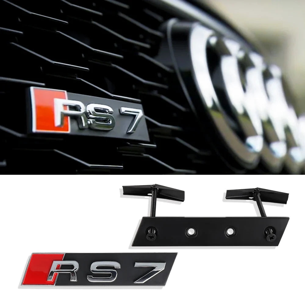 3D ABS For Audi RS6 RS4 RS3 RS5 RS8 RS7 Emblem Car Front Grille Badge Logo Decoration Stickers Exterior Modification Accessories