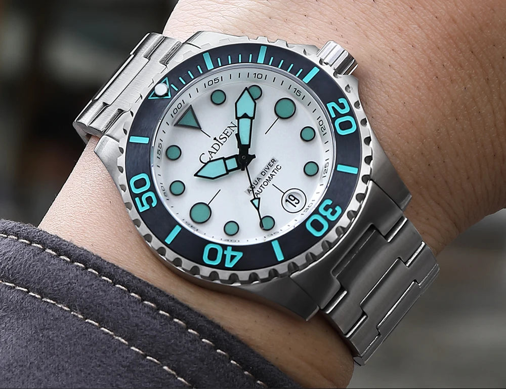 CADISEN AQUA DIVER New Brand Luxury Men Watches Automatic Watch Japan MIYOTA 8215 100M Waterproof Luminous Mechanical Wristwatch