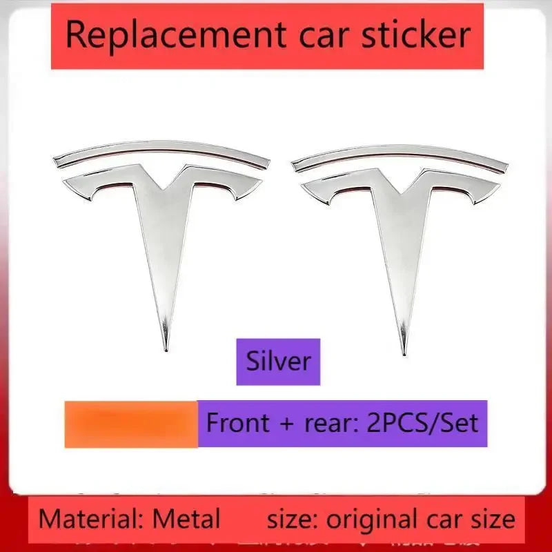 metal For Tesla- Car Front Emblem Rear Trunk Emblem Suitable for Model 3 Mode Y logo replacement rear and rear logos blackening