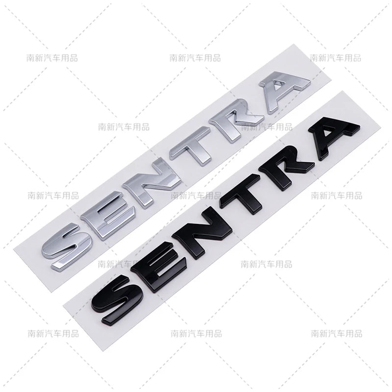 ABS Silver Black SENTRA Logo 3D Car Emblem Tailgate Badge Side Door Decal Body Sticker Accessories