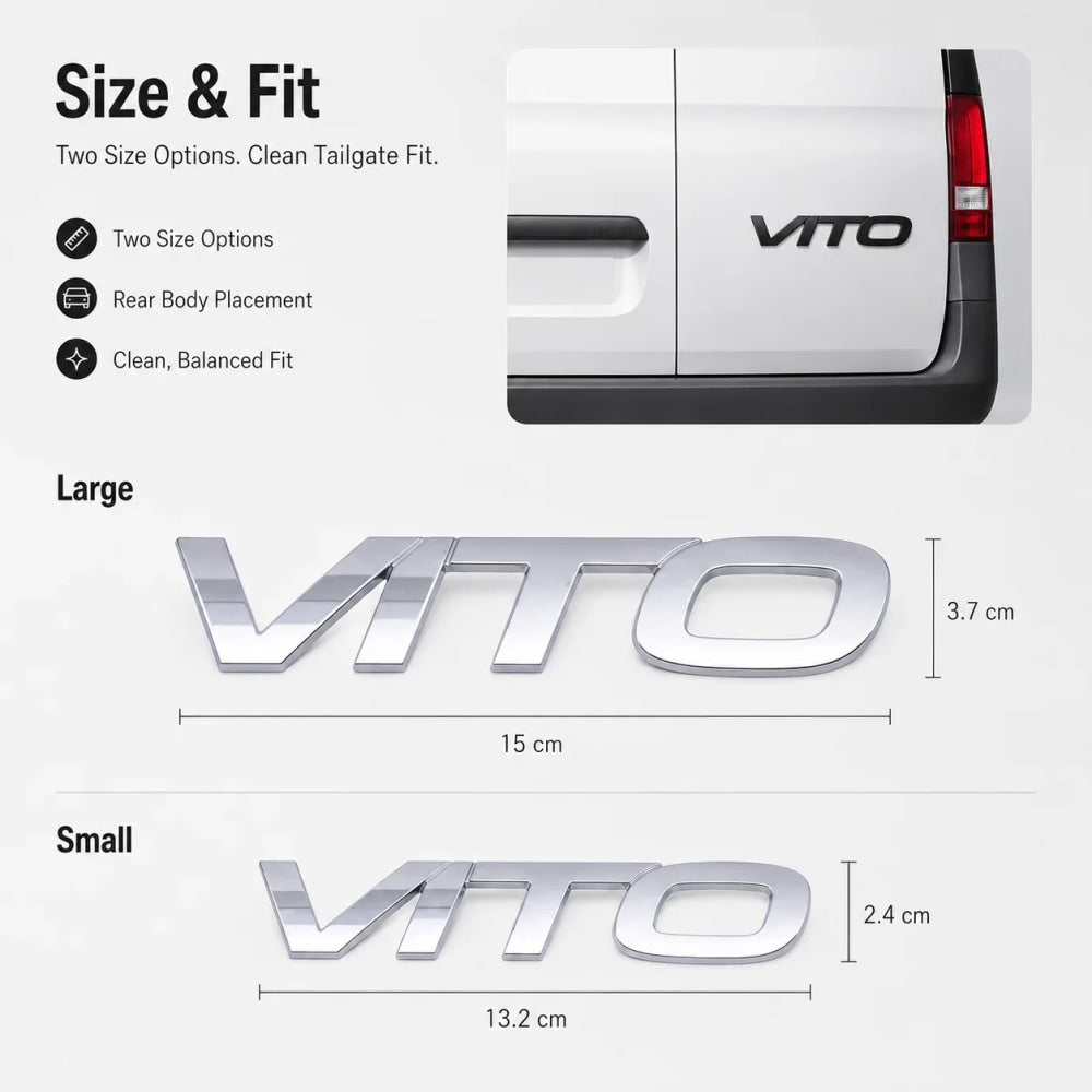 For Fujian Benz Mercedes Benz VITO 3D Metal Rear Trunk Emblem Badge Sticker Tailgate Body Letter Logo Decal Trim Car Accessory