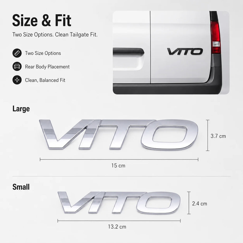 For Fujian Benz Mercedes Benz VITO 3D Metal Rear Trunk Emblem Badge Sticker Tailgate Body Letter Logo Decal Trim Car Accessory