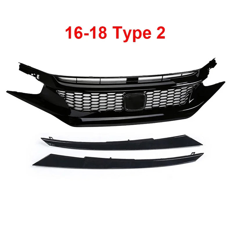 For Honda Civic 10th Gen 2016-2021 Front Grille Racing Grill Net Car Grid Splitter Upper Bumper Hood Mesh Grills