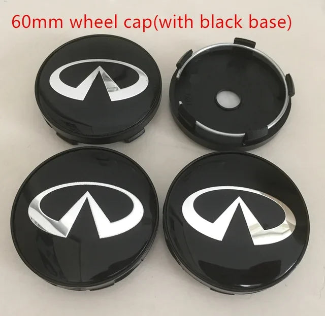 4pcs 56mm 60mm 65mm 68mm infiniti Car Wheel hub Center Cap Badge covers emblem sticker Styling accessories