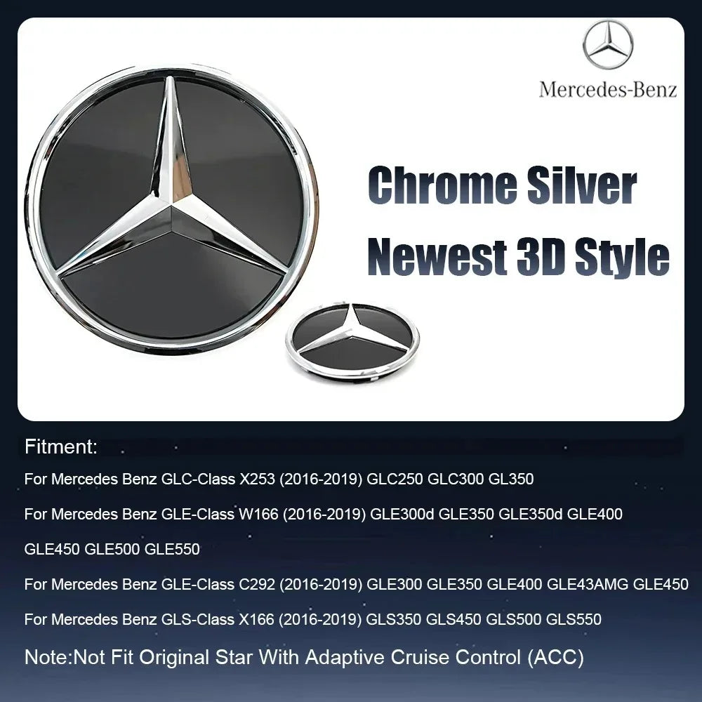 Front Grill Star Emblem  Logo Badge For Mercedes BenzX253 GLE GLC GLS W166 C292 X166 2016-2019