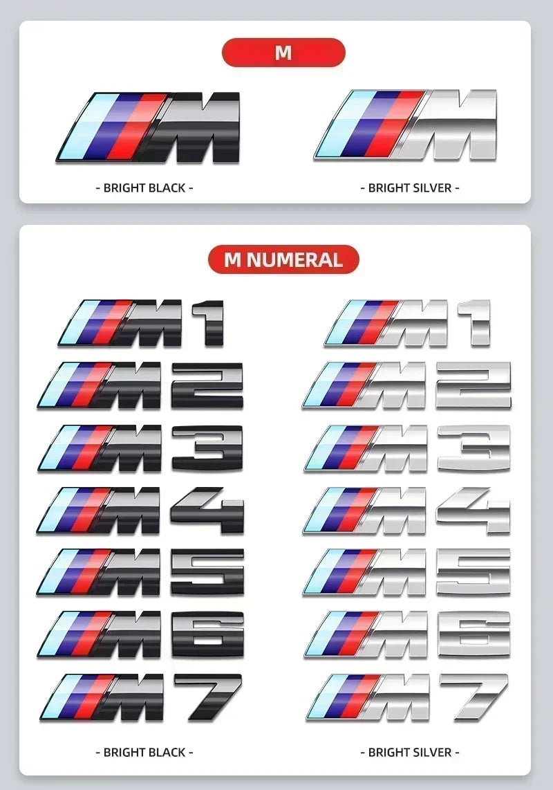 3D ABS Chrome Emblem Letters logo Car Trunk Badge Sticke for BMW M power Thunder Edition competition M1 M2 M3 M5 M7 X3M X5M X7M