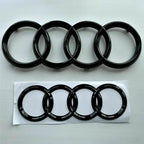 For Audi A3 A4 A5 A6 A7 Q2 Q3 Q5 Q8 TT ABS Black Hood Front Bonnet Grill Rear Trunk Emblem Logo Badge Sticker Decal  4 Ring Logo