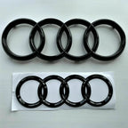 For Audi A3 A4 A5 A6 A7 Q2 Q3 Q5 Q8 TT ABS Black Hood Front Bonnet Grill Rear Trunk Emblem Logo Badge Sticker Decal  4 Ring Logo