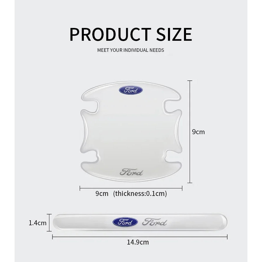 Car Styling Door Bowl Handle Protector Stickers Transparent Anti-scratch Film For Ford Fiesta Mondeo Focus Mk2 Mk3 Ranger Kuga
