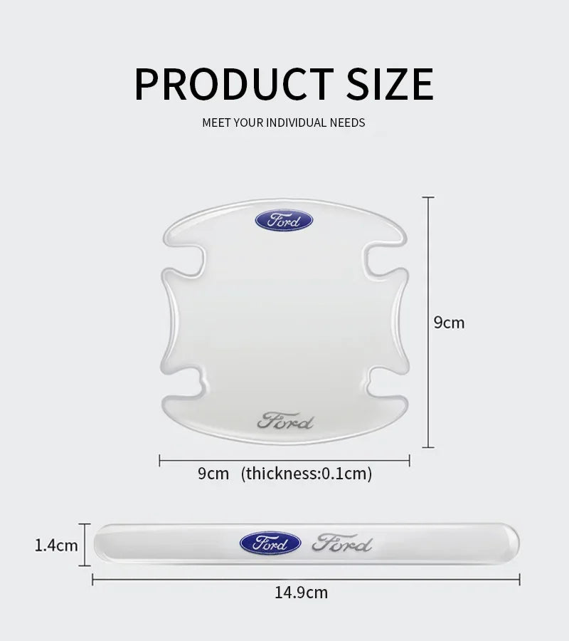 Car Styling Door Bowl Handle Protector Stickers Transparent Anti-scratch Film For Ford Fiesta Mondeo Focus Mk2 Mk3 Ranger Kuga
