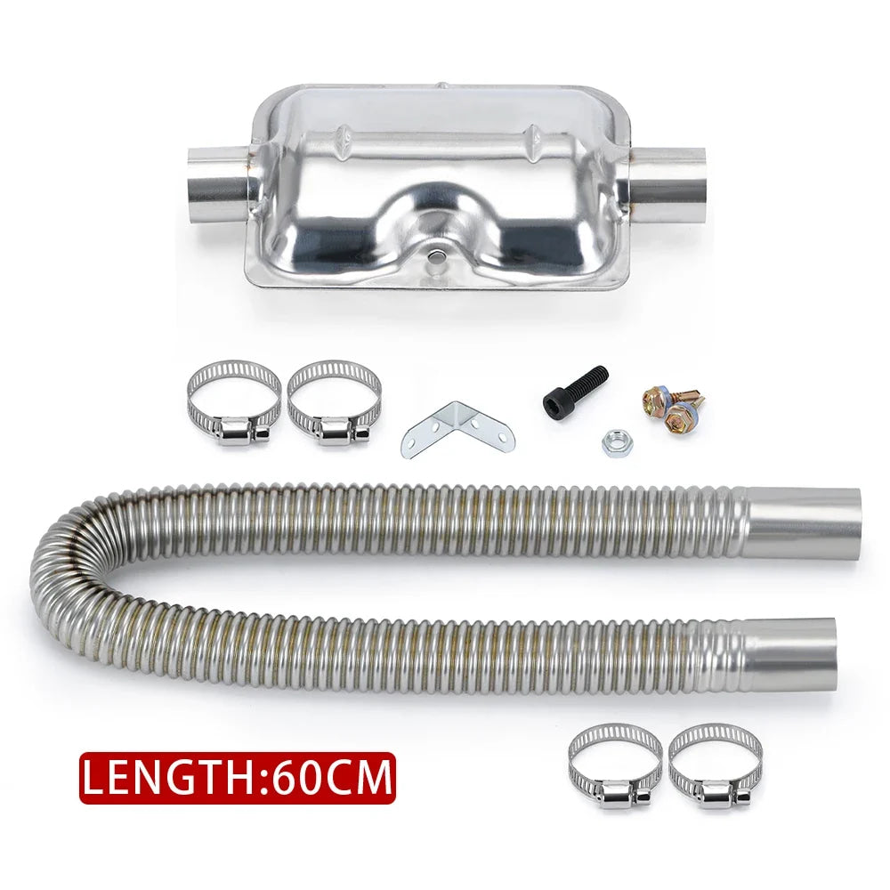 60cm - 300cm Air Diesel Parking Heater Stainless Steel Exhaust Pipe Tube Gas Vent Hose Car Truck VAN With 24mm Bore Car Muffler