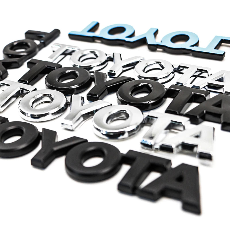 3D ABS TOYOTA Letters Emblem Rear Trunk Badge Logo Nameplate Sticker Black Chrome For Hilux Highlander Yaris RAV4 Camry Corolla