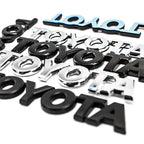 3D ABS TOYOTA Letters Emblem Rear Trunk Badge Logo Nameplate Sticker Black Chrome For Hilux Highlander Yaris RAV4 Camry Corolla