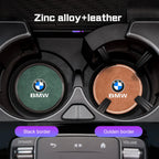 2Pcs Leather Car Coaster Anti-slip Mat Cup Holder Pad For BMW X1 X2 X3 X4 X5 X6 X7 1 3 5 6 7 Series E60 E90 E70 G20 G30 G7