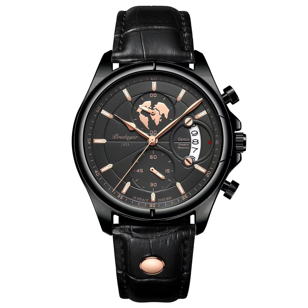 POEDAGAR Luxury Man Wristwatch Chronograph Date Waterproof Leather Men Watch Casual Quartz Men's Watches Sports Male Clock Reloj