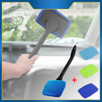 Kit de cepillo limpiador de ventanas de coche, herramienta de limpieza de parabrisas de microfibra, limpiaparabrisas de lavado de vidrio Interior de coche, mango largo, paño reutilizable P