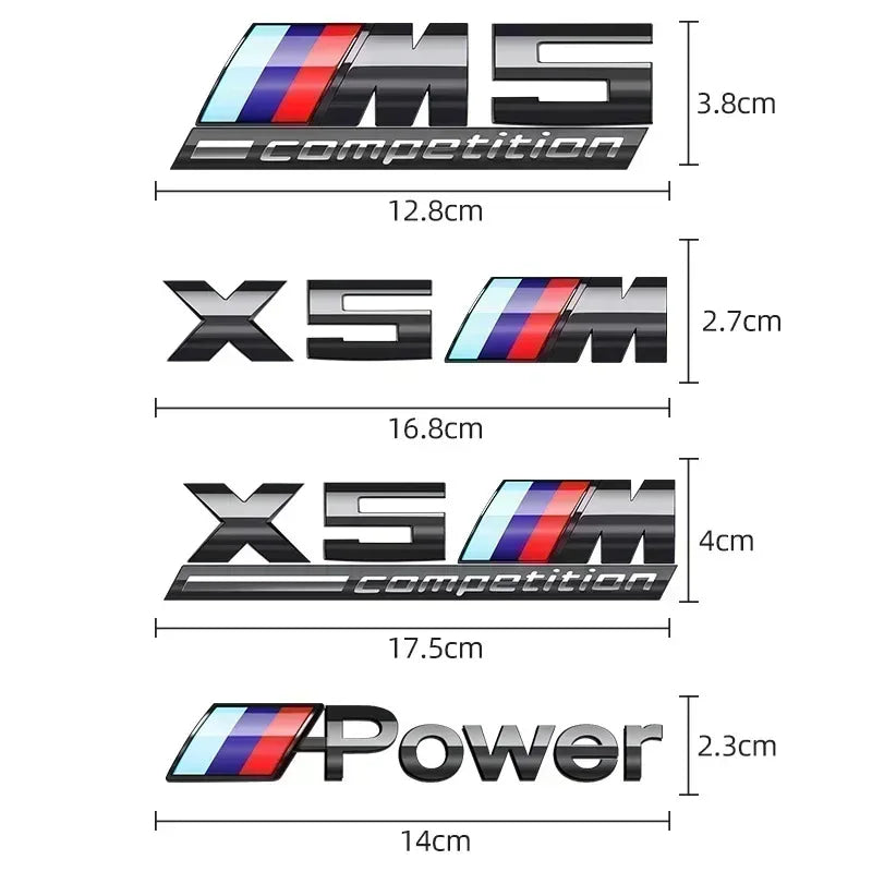 ABS Chrome car rear Trunk Emblem sticker styling power competition logo for BMW M M1 M2 M3 M4 M5 M6 M7 X7M X2M X3M X4M X5M X6M